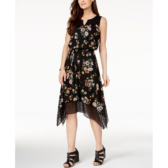 Style & Co Lace Trim Midi Dress - Picture 1 of 1